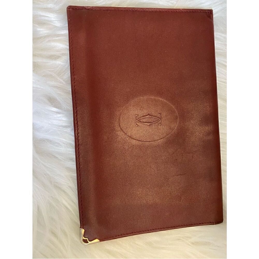 🛍️ Cartier Must de Cartier 21 Bordeaux Leather Clutch/Pouch Bag Circa 1990s - Picture 5 of 15